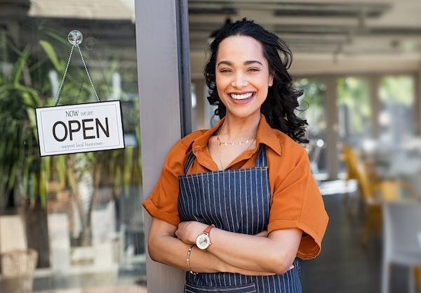 Business owner smiling